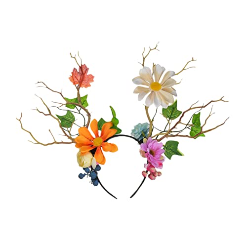 SAFIGLE 1 Stück Lustiger Geweih Haarreifen mit Blumenmotiv für Partys Weihnachts Haaraccessoire Kopfschmuck für Cosplay und Festlichkeiten von SAFIGLE