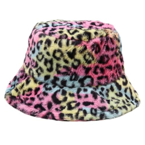 SAFIGLE Leopardenmütze Plüschmütze Für Damen Leichte Und Warme Bucket Cap Modisches Muster von SAFIGLE