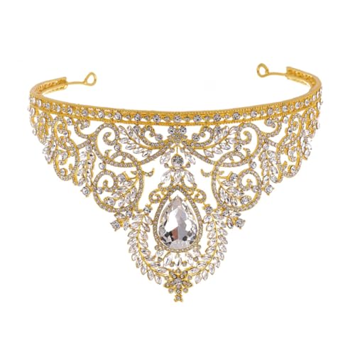 SAFIGLE 1 Stück Retro Barockkrone Prom Tiara Barocke Krone Abschlussball Kopfbedeckung Haarschmuck Zur Hochzeit Prinzessin Krönt Diademe Barocker Stil Dame Golden von SAFIGLE