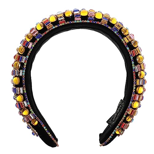 SAFIGLE 1 Stück Rhinestone Gepolsterter Haarreifen für Damen Vintage Breites Stirnband mit Funkelnden Strasssteinen Accessoire für Partys und Alltägliche Outfits Haarmode von SAFIGLE