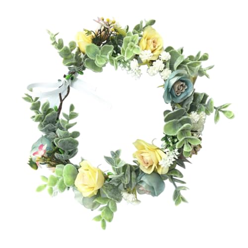 SAFIGLE 1 Stück Simuliertes Rosenkopfschmuck Party -Haarbänder Brautstirnband Blumenkopfschmuck für die Braut Blumenhaar Reifen Party-Haarreifen Gelb von SAFIGLE