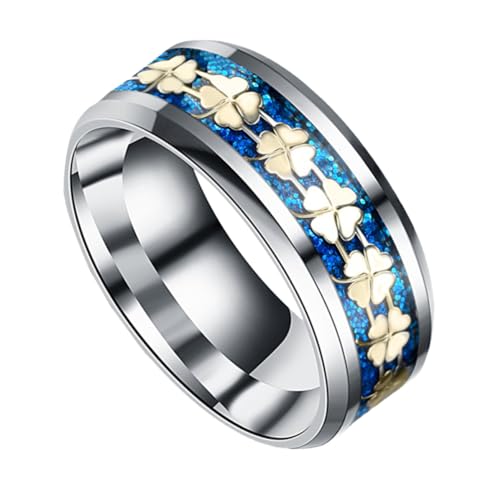 SAFIGLE 1 Stück Vierblättriger Für Sie Und Ihn Eheringe Fingerring Goldener Kleeblattring Jubiläumsringe Armbänder Creolen Fidget Sizer Schwanzring Für von SAFIGLE