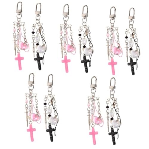 SAFIGLE 10stücke Kreuz Schlüsselanhänger Metall Süße Herz-Cross-handykette Für Rucksack Oder Tasche Und Modisches Zubehör von SAFIGLE