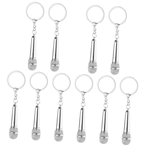 SAFIGLE 10stücke Mikrofon Schlüsselanhänger Silberne Schlüsselketten Für Taschen Rucksäcke Und Projekte Dekorativer Schlüsselring Und Für Musikliebhaber von SAFIGLE