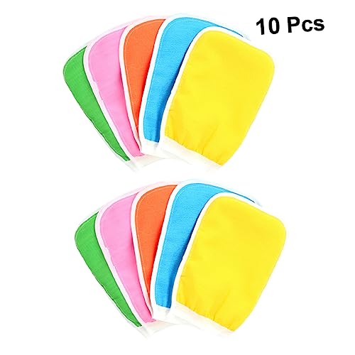 SAFIGLE 10 Stück Badetuch Peeling Körper schrubben Reinigungsmittel handschuhe Badehandschuh Duschhandschuh reinigungstuch Handschuh zum Duschen Zufällige Farbe von SAFIGLE