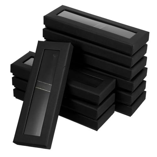 SAFIGLE 10 Stück Geschenkbox Stifteboxen Stift-Display Stiftbehälter Boxen Mit Deckel Dekorative Kästen Mit Deckel Klare Bevorzugungsboxen Etui Stiftständer Stift Wraps Black Polyester von SAFIGLE
