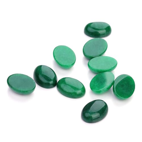 SAFIGLE 10 Stück Grüne Ovale Cabochon Steine für DIY Schmuckherstellung Flache Basis für Ringe Vielseitige Zeitstein Dekorationen Geeignet für Ohrringe Manschettenknöpfe und von SAFIGLE