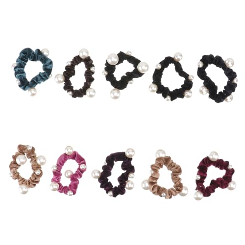 SAFIGLE 10 Stück Perlenkopfschmuck Haarring Kopfschmuck Haarbänder Haarbindungen Stretch-haargummi Mädchen Haarkrawatte Perlhaarbindungen Frauen Haargummi Pferdeschwanzhalter von SAFIGLE