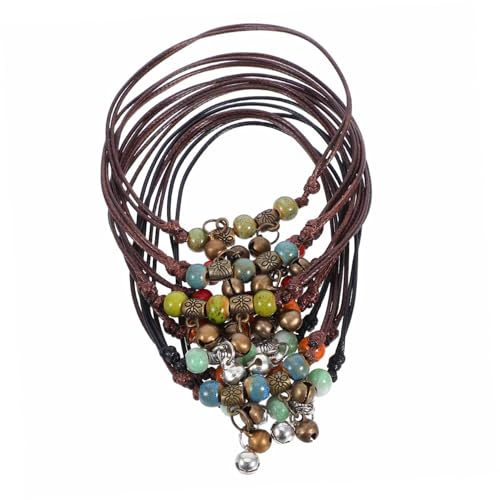 SAFIGLE 10Stücke Teiliges Handgemachtes Verstellbares Boho Fußkettchen für Frauen mit Keramikperlen Ethnischer Stil für Sommer Strand und Alltagsmode von SAFIGLE