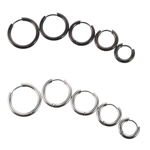 SAFIGLE 10 Stück Teiliges Creolen Ohrringe aus Titanstahl Leichte Minimalistische Damen Ohrringe Hypoallergen Vielseitig Kombinierbar für Teenager Mädchen und Frauen Modischer Schmuck für von SAFIGLE