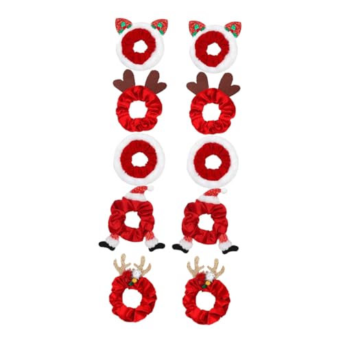 SAFIGLE 10 Stück Teiliges Haargummi Weihnachten Elastische Haargummis Damen Weiche Weihnachts Haarschleifen Festliche Haarschmuck für Mädchen und Langlebige Ponytail Halter Bunte Designs von SAFIGLE