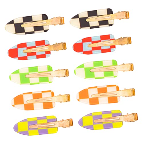 SAFIGLE 10 Stück Teiliges Haarklammern Schachbrett Muster Spangen für Make Up Nahtlose Duckbill Clips für Damen Haarschmuck und Haarstyling Zubehör von SAFIGLE