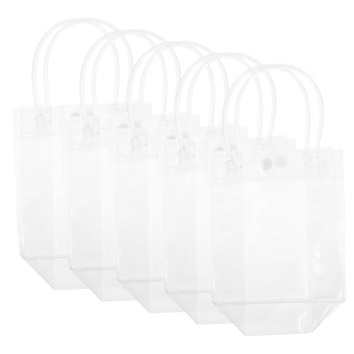 SAFIGLE 10 Stück Teiliges PVC Tote Bag Transparent Wasserfest Praktische Einkaufstasche Modische Handtasche Vielseitig Kompakt und Langlebig für Alltag und Shopping von SAFIGLE
