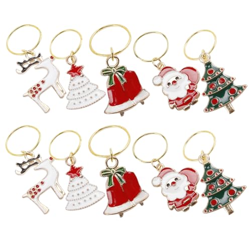 SAFIGLE 10 Stück Teiliges Weihnachts Haarschmuck Metall Dreadlock Haarring Schmuck für Frauen Festliche Haarbänder mit Santa Weihnachtsbaum Rentier Designs für Party und Feier von SAFIGLE
