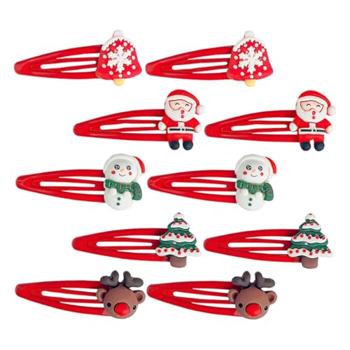 SAFIGLE 10 Stück Teiliges Weihnachts Haarschmuck Rotfarbene Haarspangen für Mädchen und Frauen Haarclips mit Starkem Vielseitig für Ponytails und Styling Festliche Haarschmuck von SAFIGLE