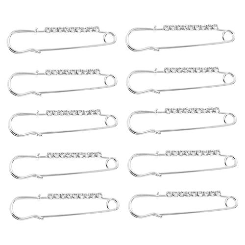 SAFIGLE 10 Stück Weiße Broschen mit Strasssteinen Modische Anstecknadeln als Kleidungsschmuck Funkelnde Accessoires für Pullover Mäntel Kleider und Taschen Vielseitig für Alltag und von SAFIGLE