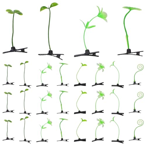SAFIGLE 100 Stück Bean Sprout Haarspange Pflanzengras Haarnadel Haarspange Lustige Halloween Haarschmuck Kinder DIY Kopfbedeckung für Home School Party Grün von SAFIGLE