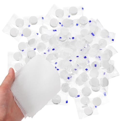 SAFIGLE 100 Stück Komprimierte Handtuch Tabletten Mini Komprimierte Baumwollhandtücher für Zuhause Outdoor und Reisen Wasserabsorbierend Hautfreundlich für Camping und Picknick von SAFIGLE