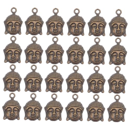 SAFIGLE 100 Stück Vintage Buddha Kopf Charms Retro Tibetische Anhänger mit Locker Perlen für DIY Schmuck Schlüsselanhänger Armbänder Basteln Handgemachte Buddha Kopf Spacer Beads von SAFIGLE