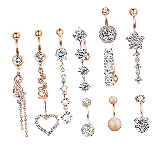 SAFIGLE 10stücke Bauchnabelring Für Damen Körperpiercing-schmuck Bauchnabelnägel Aus Hochwertigem Material Bauchnabelpiercing Set Mit Schöner Verarbeitung Und Gesundem Tragegefühl von SAFIGLE