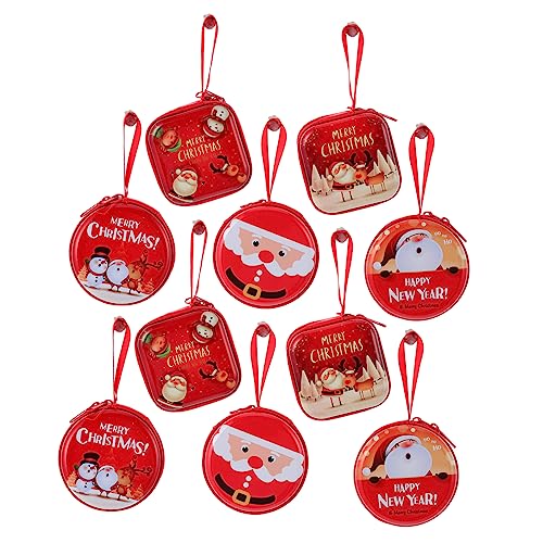 SAFIGLE 10st Weihnachtsbrieftasche Weihnachtsmünzenbeutel Christbaumschmuck Weihnachtsbevorzugungstaschen Süßigkeitengeschenk Weihnachtskugel-Ornamente Weihnachtsgeldbörse Weißblech von SAFIGLE