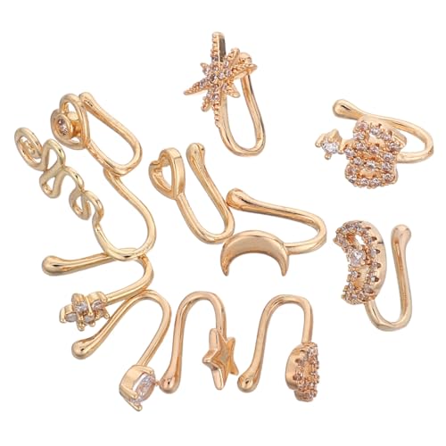 SAFIGLE 11 Stück Teiliges Fake Nose Rings Kupfer U-förmige Nasenclips mit Funkelnden Details Leichte No-piercing Nasen-dekoration für Frauen und Männer Vielseitiger Schmuck für Alltag und von SAFIGLE