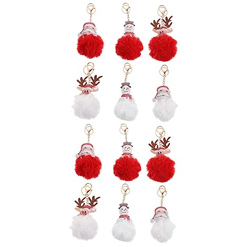 SAFIGLE 12 STK Fellknäuel Schlüsselanhänger Schneemann-schlüsselanhänger Cartoon-rucksäcke Urlaub Schlüsselanhänger Puffball Schlüsselanhänger Weihnachtsmann-schlüsselanhänger Plüschstoffe von SAFIGLE