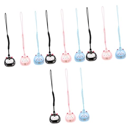 SAFIGLE 12stücke Teiliges Glückskatze Japanischer Maneki Neko Schlüsselanhänger Für Handtaschen Rucksäcke Und Dekorativer Glocke von SAFIGLE