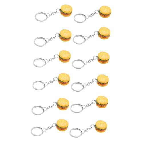 SAFIGLE 12stücke Teiliges Mini Schlüsselanhänger Kreative Lebensmittel-Imitation Hamburger Schlüsselring Für Handtaschen Schlüsselbund Und Orange von SAFIGLE