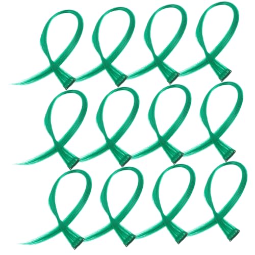 SAFIGLE 12 Stck Teiliges Grünes Haarteil mit Geraden Farbigen Clip in Extensions für Frauen Modische Haarverlängerung für Partys Cosplay Bühnenauftritte und Festivals von SAFIGLE