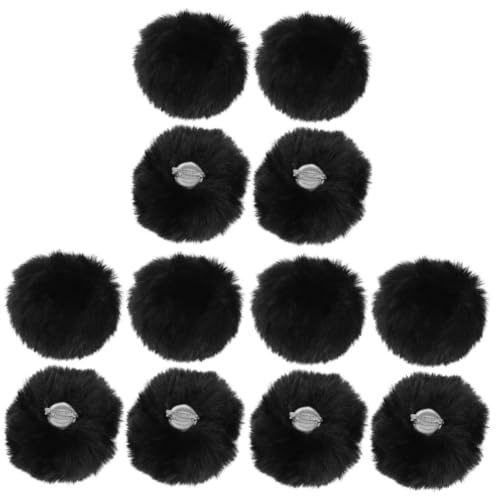 SAFIGLE 12 Stk Haarball im Pin-Stil weihachtsdeko weihnchtsdeko weihnacjtsdeko Pompom-Taschenanhänger Pompon-Dekor für Kleidung Pompons Bommel dekorative Anstecknadel Kunstfell Black von SAFIGLE