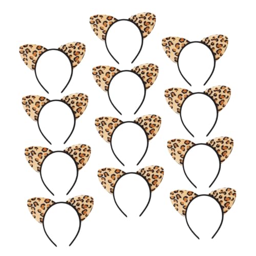 SAFIGLE 12 Stück Leopard Katzenohren Haarreif Niedliches Kostümzubehör für Partys Cosplay und Festivals für Geburtstagsfeiern und Feierlichkeiten von SAFIGLE