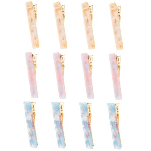 SAFIGLE 12 Stück Retro -Haarclip Farbenfrohe Haarbarrettes Haarspangen Mädchen Haarzubehör Haarklammern aus Marmor Haarzubehör für Mädchen Haarschneideclips für Frauen Acetatfolie von SAFIGLE