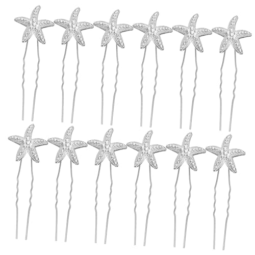 SAFIGLE 12 Stück Sterne Haarspange Haarnadel Stifte Haarklammer Mädchen Ozeanhaarstäbchen Muschel Haarklemmen deko Brautjungfer Haarspangen Brautjungfern Haarzubehör Metall von SAFIGLE