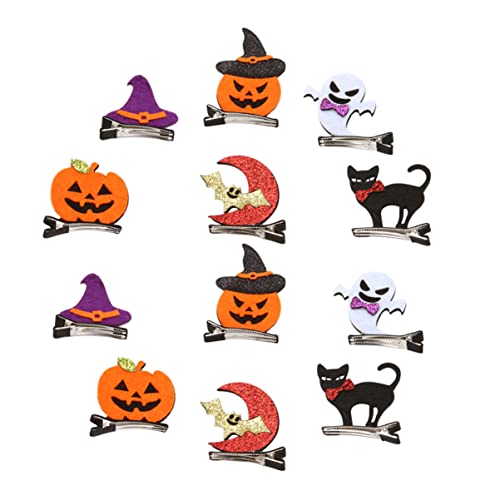 SAFIGLE 12 Stück Teiliges Halloween Haarschmuck Bunte Haarspangen für Damen und Mädchen Accessoires für Kostüme Halloween Partys und Übernachtungspartys von SAFIGLE
