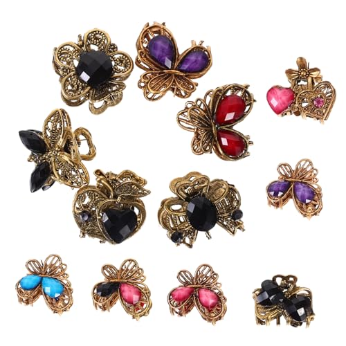 SAFIGLE 12stücke Retro Mini Haarklammern Für Frauen Kleine Haargreifer Aus Stabiler Legierung Und Funkelndem Acryl Für Dickes Und Dünnes Haar Für Eleganten Haarschnitt Und Stylisches von SAFIGLE