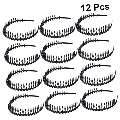 SAFIGLE 12stücke Schwarzes Gezahntes Stirnband Unisex-haarreif All-match-haarreifen Für Frauen Und Männer Langlebiges Material Feine Verarbeitung von SAFIGLE