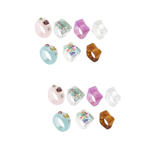 SAFIGLE 14 Stk Harzring damen ringe breiter Ring Anzüge für Kinder vintage rings damenringe Vintage Fingerring Fingerschmuck Hülse schmücken Südkorea Schmuckset Fräulein Zubehör Acryl von SAFIGLE