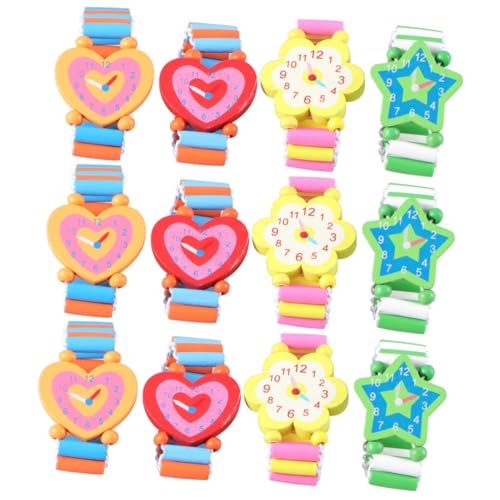 SAFIGLE 15stücke Teiliges Junge Mädchen Holz Armbanduhr Kreatives Cartoon Design Elastisches Band Umweltfreundliches Spielzeug Für Junge Mädchen Für Partys Und Zufällige Farben von SAFIGLE