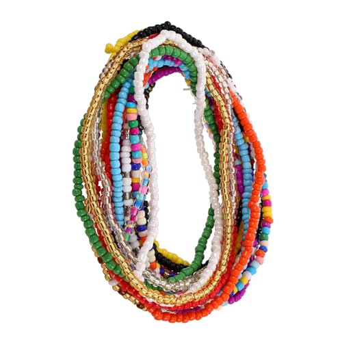 SAFIGLE 17 Stück Handgemachte Boho Fußkettchen mit Bunten Glasperlen Elastische Schmuckstücke für Sommerpartys Strandoutfits von SAFIGLE