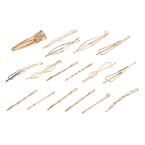 SAFIGLE 17stücke Haarspangen Mit Perlen Aus Metall Geometrische Hohl Barrettes Für Frauen Haarschmuck Aus Künstlichen Perlen von SAFIGLE