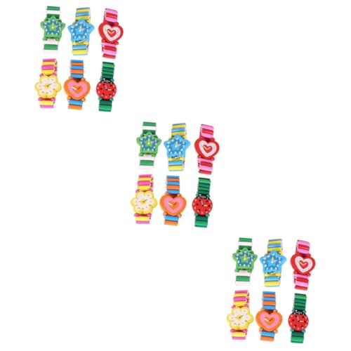 SAFIGLE Armbanduhr Für Babys 18 STK Simulationsuhr Kinder Bastelset Basteln Für Kinder Holz-Slap-armbänder Holzhandwerk Kinderhandwerk Cartoon-ristuhren Holz Uhr Erwachsener Holztisch von SAFIGLE