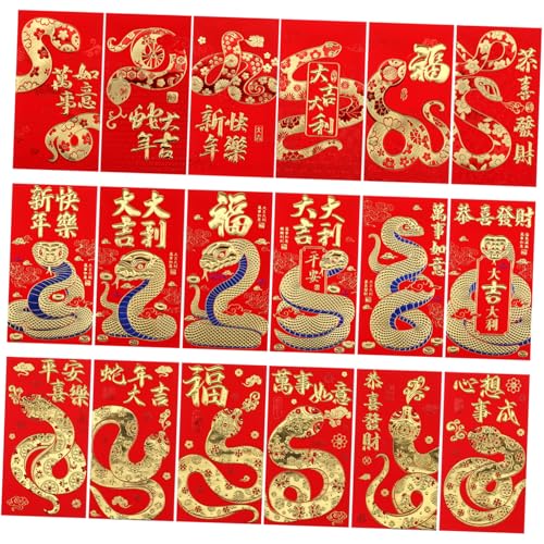 SAFIGLE Mondneujahr 2025 Schlangenrote Umschläge 18-tlg Set Vielseitig Einsetzbar Für Hochzeiten Und Geburtstage von SAFIGLE