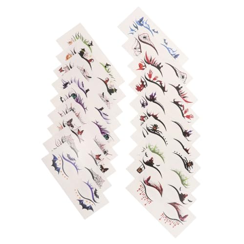 SAFIGLE 19 Stück Teiliges Halloween Augen-make-up Sticker Selbstklebende Wasserdichte Eyeliner Tattoos mit Kürbis Spinnennetz-motiven Sanft Entfernbar für Faschings Party-make-up von SAFIGLE