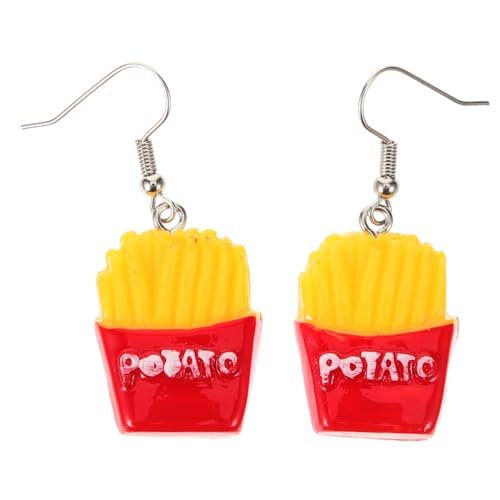 SAFIGLE Pommes Frites Ohrringe Harz Handgefertigte Cartoon Ohrstecker Dekorative Ohrhänger für Frauen Langlebiger und Praktischer Schmuck Auffällige Accessoires für Alltag von SAFIGLE