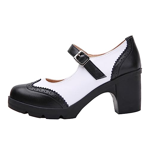 SAFIGLE 1Paar Damen Mid Heel Schuhe im British Style Chunky Design Rundzehen Pumps Weiß Vielseitig Kombinierbar für Festliche Anlässe Hochwertigem SAFIGLE 1Paar Damen Mid Heel Schuhe im British Style Chunky Design Rundzehen Pumps Weiß Vielseitig Kombinierbar für Festliche Anlässe Hochwertigem von SAFIGLE