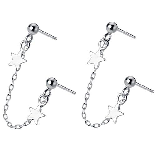 SAFIGLE Doppel-piercing-ohrringe Mit Stern-design Kettenohrringe Aus Sterlingsilber Für Frauen Schlichtes Accessoire Für Alltag Und Anlässe von SAFIGLE