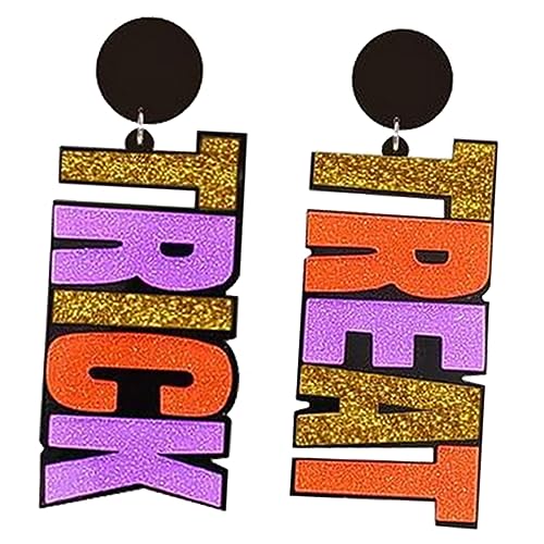 SAFIGLE Halloween-ohrringe Für Damen Asymmetrische Gruselige Tropfen-ohrringe Buchstaben-design Acrylmaterial Leicht Und Bequem Für Kostümparty Oder Alltag von SAFIGLE