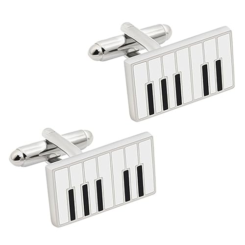 SAFIGLE 1 Paar Klavier Manschettenknöpfe für Herren Einzigartige Hemdmanschettenknöpfe Elegantes Design Legierung für Formelle Anlässe Hochzeit Konzerte von SAFIGLE