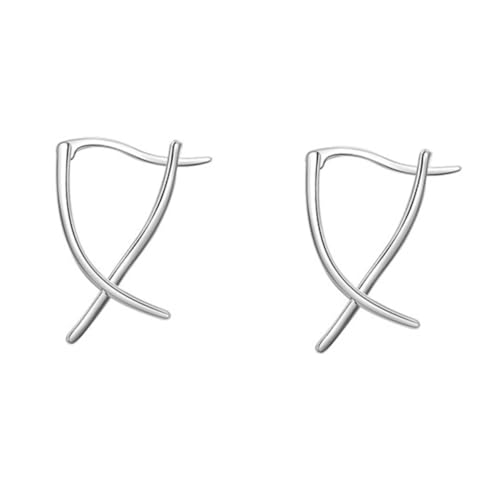 SAFIGLE Kreuzohrringe für Damen S925 Sterling Silber Einfache Eleganter Ohrschmuck für Tanzpartys Hochzeiten Geburtstagsfeiern Modischer Schmuck von SAFIGLE